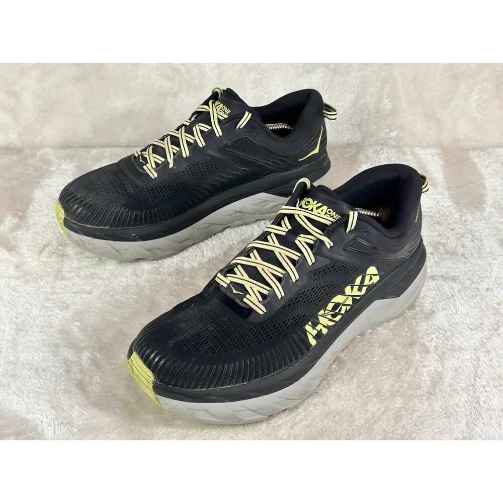 Hoka One One Bondi 7 Running Shoes Mens Size 12 Black Sneakers 1110518 BGBT - Picture 2 of 7